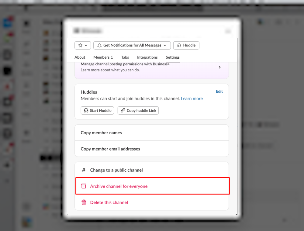 Archive a slack channel on web